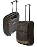 20" Cabin Approved Foldable Wheeled Flight Cabin Bag Small Suicase Hand Luggage 50x33x20 cm holdall Ryanair Easyjet (Chocolate)