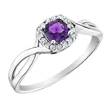 Amethyst Ring with Diamonds in 10K White Gold