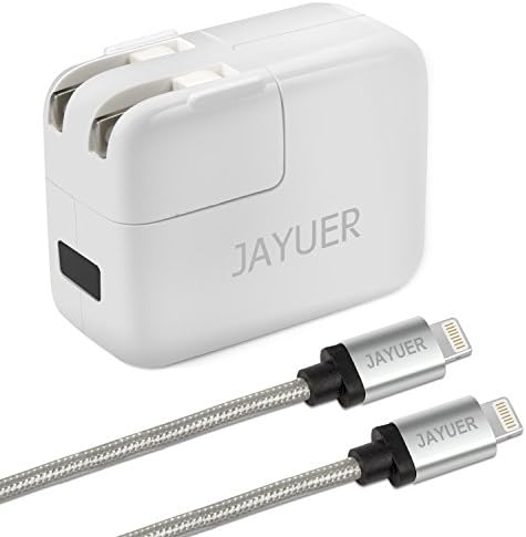 Jayuer USB Wall Charger Home Travel Dual Port Power Adapter for IPhone with 6ft 8inche Lightning Cables