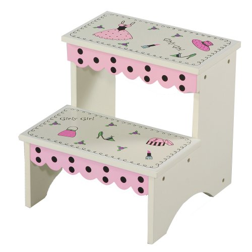 Childrens Toyshop  Toys : LC Creations Girly Girl Handpainted Stepstool, White/Pink