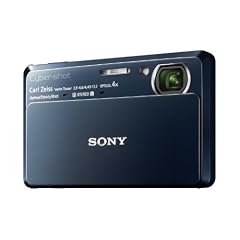 Sony DSC-TX7L Digitalkamera (10 Megapixel Exmor R Sensor, 25mm Carl Zeiss Vario Tessar Weitwinkelobjektiv mit innenliegendem 4fach optischem Zoom, 8,9 cm (3,5 Zoll) Touchscreen LCD, Full HD Video) blau