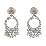 Sterling Silver with CZ Small Circle Chandelier Earrings