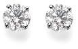Certified Platinum, Round, Diamond 4-Prong Stud Earrings (1 1/2 cttw, G-H Color, VS2 Clarity)