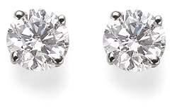 Certified Platinum, Round, Diamond 4-Prong Stud Earrings (1 cttw, G-H Color, VS2 Clarity)