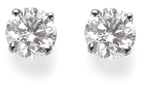 Platinum, Round, Diamond 4-Prong Stud Earrings (1 1/2 cttw, G-H Color, VS2 Clarity)