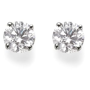 Certified Platinum, Round, Diamond 4-Prong Stud Earrings (1 cttw, G-H Color, VS2 Clarity)