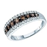 1/2 Chocolate & White Diamond 10k White Gold Wedding Anniversary Ring
