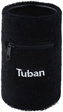 TUB® Athletics Multi Colored Zipper Wrist Sweatband Wristband Pocket Zipper Wallet with High Quality Cotton for Sports Cycling Yoga Running Basketball (black)
