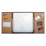 Ghent C244M Enclosed Conference Cabinet, With Melamine Markerboard and Cork Bulletin Boards, Mahogan