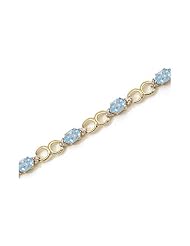 14K Yellow Gold Oval Aquamarine and Diamond Bracelet