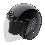 HCI-20 Black Open Face Motorcycle / Scooter Helmet with Clear Flip Visor (X-Small)