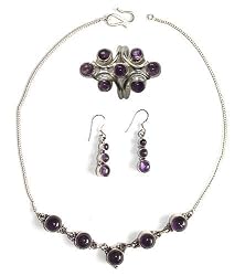 Necklace and Ring Set Sterling Silver Amethyst Jewelry (gnklcs235)