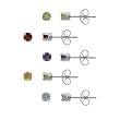 Sterling Silver 3mm Round Amethyst, Citrine, Peridot, Garnet, and Blue Topaz Stud Earring Set