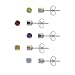 Sterling Silver 3mm Round Amethyst, Citrine, Peridot, Garnet, and Blue Topaz Stud Earring Set