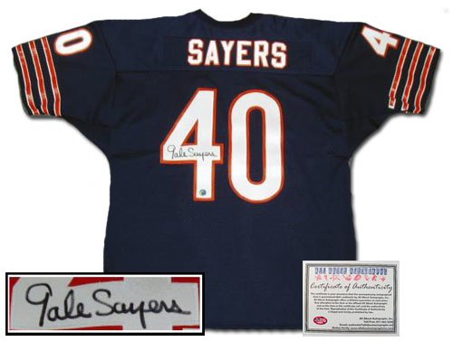 Gale Sayers Chicago Bears NFL Autographed Authentic Style Home Navy Jersey
