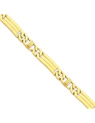 14K Yellow Gold, 7mm Fancy Link Bracelet- 8 Inch