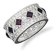 Purple Glass and Clear CZ Ring