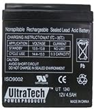 UltraTech UT-1240 12V, 4.5Ah Sealed Lead Acid Alarm Battery UT1240 ISO9002