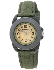 Sprout Womens ST/1048GYGYDG Dark Green Organic Cotton Strap Bamboo Dial Watch