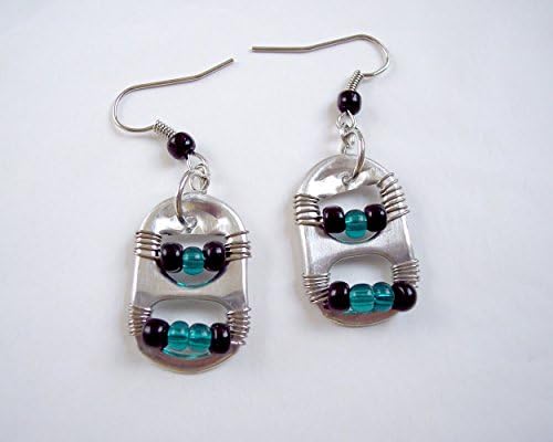 Pop Tab Earrings Teal Black and Silver