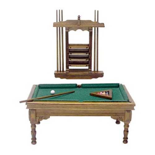 Dollhouse Miniature Antique Pool Table Set