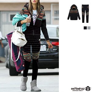 (イイネショップ) eeNeshop 柄 切替 スウェット セットアップ