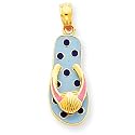 14K Gold Enameled Polka-Dot Flip-Flop w/Shell Pendant