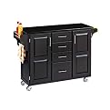 Kitchen Cart with Granite Top - Black (Large)