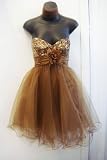 Strapless Cocktail Party Junior Prom Dress #583 (2, Gold)