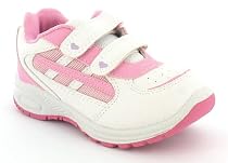 Girls White Velcro Fastening Cheap Trainers - White/Pink - UK 8-2