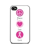 Peace Love & Cure Breast Cancer - iPhone 4 or 4s Cover