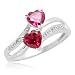 10k White Gold Heart-Shaped Created Ruby with Diamond Heart Ring