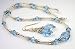 Aquamarine March Birthstone Sterling Silver Swarovski Crystal Handmade Beaded Necklace and Earring 2 Piece SET