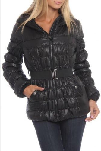 White Mark Women's Fall-Winter Touch Down Belted Bubble Jacket