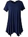 LARACE Short Sleeve Shirts for Womens Plus Size Tops Casual Summer Clothes Asymmetrical Tunic Blouses(Navy Blue 1X)