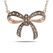 10k Rose Gold Brown Diamond Bow Pendant Necklace ( .05 cttw, H-I Color, I2-I3 Clarity), 18