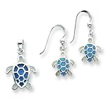 Sterling Silver Enameled Turtle Earring & Pendant Set