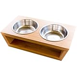 Premium Elevated Dog and Cat Pet Feeder, Double Bowl Raised Stand Comes with Extra Two Stainless Steel Bowls. Perfect for Small Dogs and Cats.