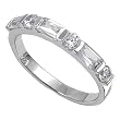 Sterling Silver w/ CZ Ring - 3mm Band Width - 3mm Face Height - Clear CZ - Rhodium Plated - Size: 4-8
