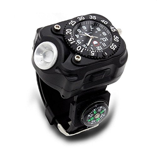Ap Exit 9 Tactical Compass FlashLight Rechargeable LED Watch Wristlight Waterproof Wrist Lighting Lamp