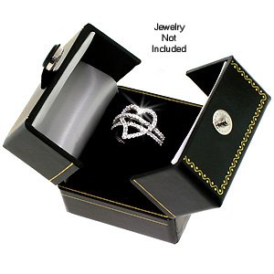 Classic Cartier Design Leatherette Black Double Doors Ring Gift Box
