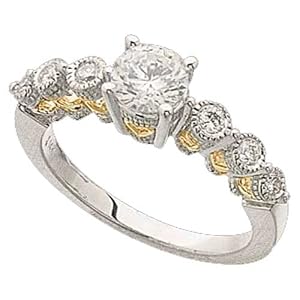 Two Tone Lady Sway Diamond Engagement Ring (Center stone is not included)
