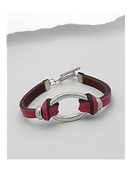 Pink Leather Bracelet In White Base