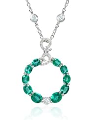 Diamond and Emerald 18k White Gold Pendant