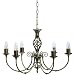Globe Berkley Six-Light Chandelier, Antique Brassw with Exposed Bulbs #61123
