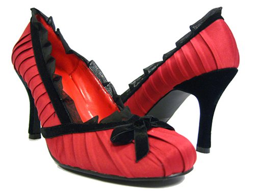 RED Satin Black Velvet Sexy Heels Womens Picture