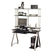 Computer Desk with Hutch- Black/ Silver