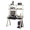 Computer Desk with Hutch- Black/ Silver