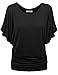 Amstt Womens Pure Color Short Sleeve Boat Neck Dolman Drape Tunics Top