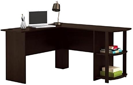 Desk with Bookshelves L-shaped Cherry Finish Office Computer Work Station